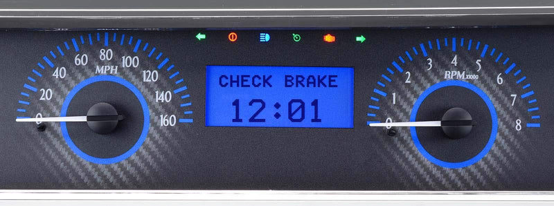 Dakota Digital VHX-66C-CVL-C-B Analog Gauge Instrument System Compatible with 1966-67 Chevy Chevelle/El Camino Carbon Fiber Blue Backlighting