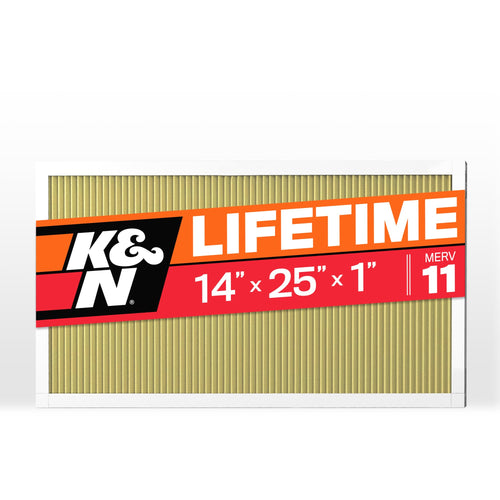 K&N HVAC Furnace Air Filter 14x25x1, Lasts a Lifetime, Washable, Merv 11, the Last Filter You Will Ever Buy, Breathe Safely at Home or in the Office, HVC-11425