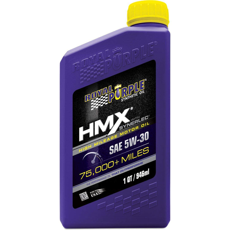 HMX SAE 5W-30 Royal Purple High-Mileage Synthetic Motor Oil - 1 Quart Bundle with Koozie Case of 12