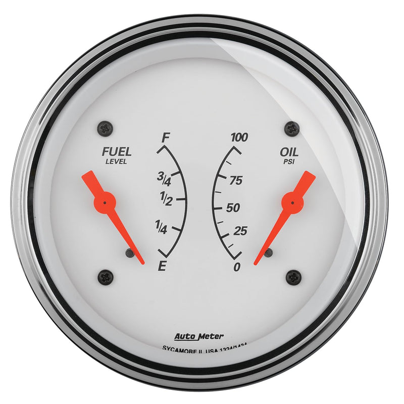 Auto Meter Arctic White Oil/Fuel Dual Gauge 1313