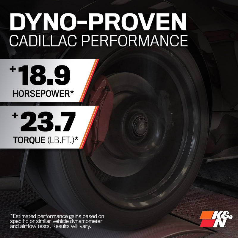 K&N High-Flow Air Filter Cold Air Intake System: Increase Performance & Acceleration: Compatible with 2022-2025 Cadillac: CT5, 63-3121