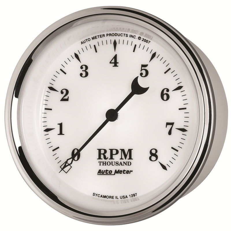 Auto Meter 3-3/8" Old Tyme White II 8000 RPM In-Dash Tachometer Gauge