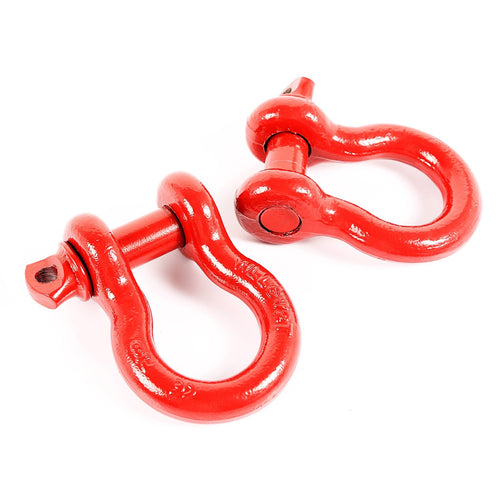 D-Ring Shackle Kit, Rugged Ridge, 7/8 inch, Red, Steel, Pair | 11235.13
