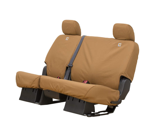 Covercraft Custom Carhartt SeatSaver Seat Covers | Fits 2014-2019 Chevrolet Silverado/GMC Sierra 1500, 2015-2024 Silverado/Sierra 2500/3500 | 2nd Row Crew Cab, 60/40 Bench Seat, Duck Weave Brown