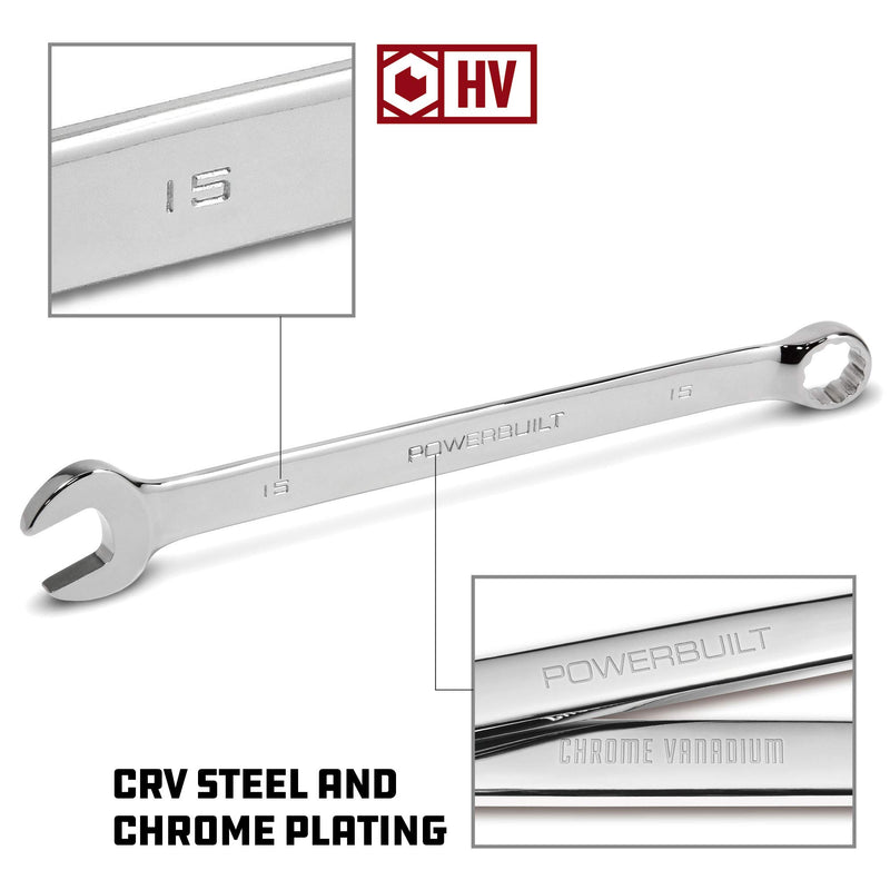 640437 Powerbuilt Metric Long Pattern Combination Wrench, 7-Piece