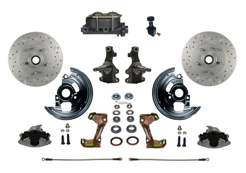Manual LEED BRAKES Front Disc Brake Conversion 2" Drop Spindle Cross Drilled And Slotted With Cast Iron M/C Adjustable Proportioning Valve