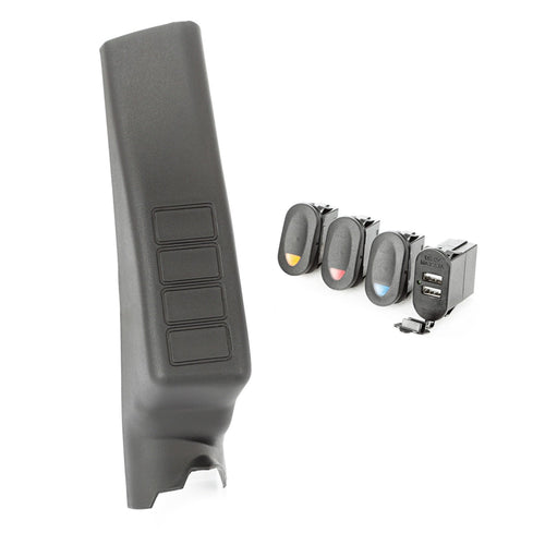 Switch Pod Kit, Rugged Ridge A-Pillar, 3 Switch, Dual USB Connector | 17235.98 | Fits 2011-2018 Jeep Wrangler JK/JKU