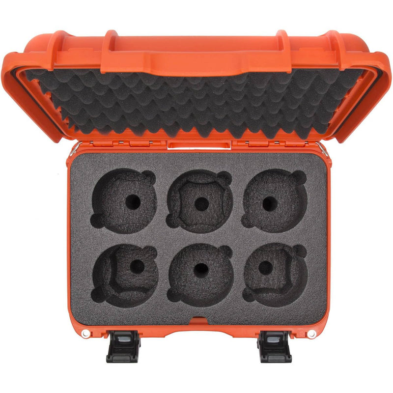 Waterproof Nanuk 918 Hard Case with Custom Foam Insert for 6 Lenses - Orange