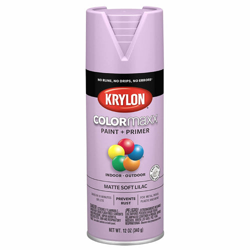 Krylon COLORmaxx K05602007 Spray Paint and Primer for Indoor/Outdoor Use, Matte Soft Lilac