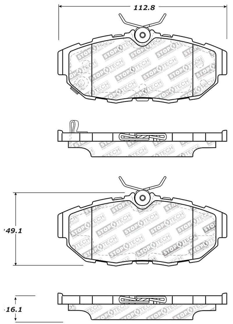 Sport Brake Pads StopTech 309.14650 with Shims and Hardware