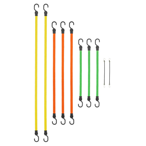 SmartStraps - SmartStraps 215 Bungee Cords (10pc Value Pack) – Secure Luggage, Coolers and Other Light Loads for Transport – Flat Strap Bungee Cords Distribute Load to Reduce Slipping