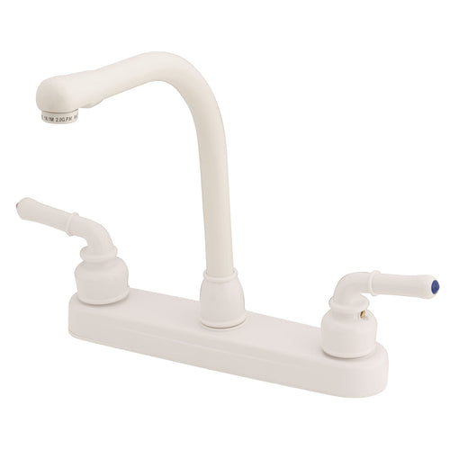 U-YWI800RSW Empire Faucets 8" Non-Metallic Kitchen Faucet with Hi-Rise Spout & Teapot Handles - White