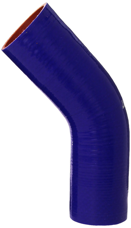 HPS 45 degree HTSEC45-275-BLUE Silicone High Temperature 4-ply Reinforced Elbow Coupler Hose, 55 PSI Maximum Pressure, 4" Leg Length on each side, 2-3/4" ID, Blue