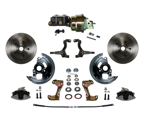 Power Front Disc Brake Conversion Kit LEED BRAKES With 7" Dual Zinc Booster Cast Iron M/C Adjustable Proportioning Valve