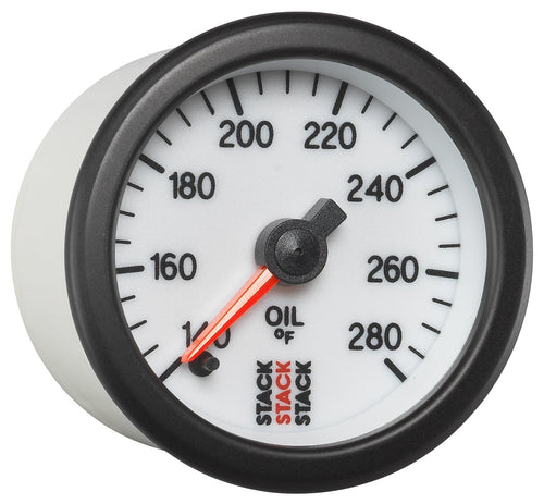 AUTO METER: Oil Temp Gauge, Pro Stepper Motor, 52Mm, Wht, 140-280ºf, 1/8" Nptf Male