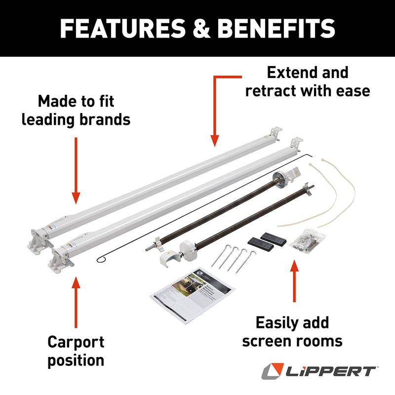 Classic Solera Universal RV Awning Arms & Hardware Kit - 63"-68" Short, White