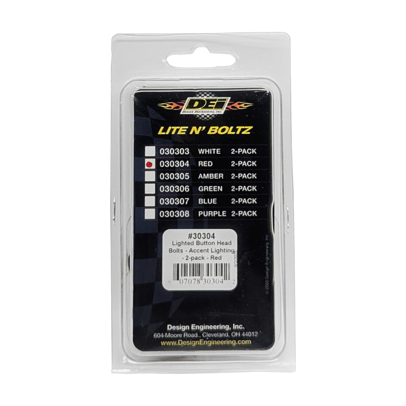 Design Engineering Lite'N Boltz 030304 Red Accent Lighting - LED Lighted Button Head Bolts (Pack of 2)