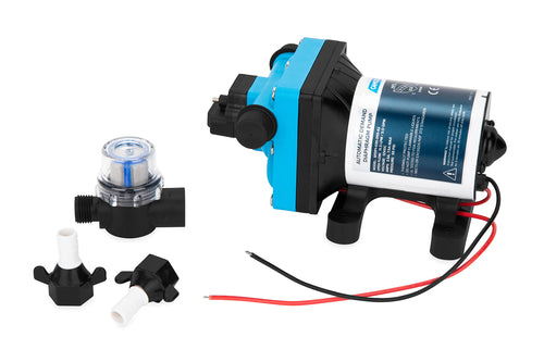 Camco Variable Flow RV/Marine Automatic Demand Diaphragm Water Pump | 12 Volt DC | 3.0 GPM Flow Rate with a 55-PSI Cutoff | Measures 8-inches (L) x 5-inches (W) x 4-3/8-inches (H) | (22491)