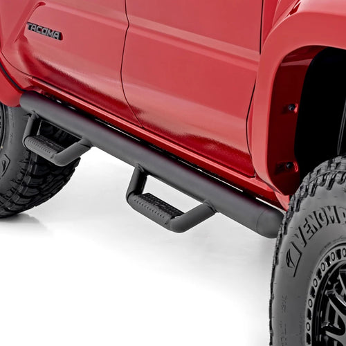 Rough Country Nerf Step Bars for Tacoma Toyota (2024-2025) Double Cab - Rugged Full Length Nerf Bars with Side Steps, Bolt-On Install