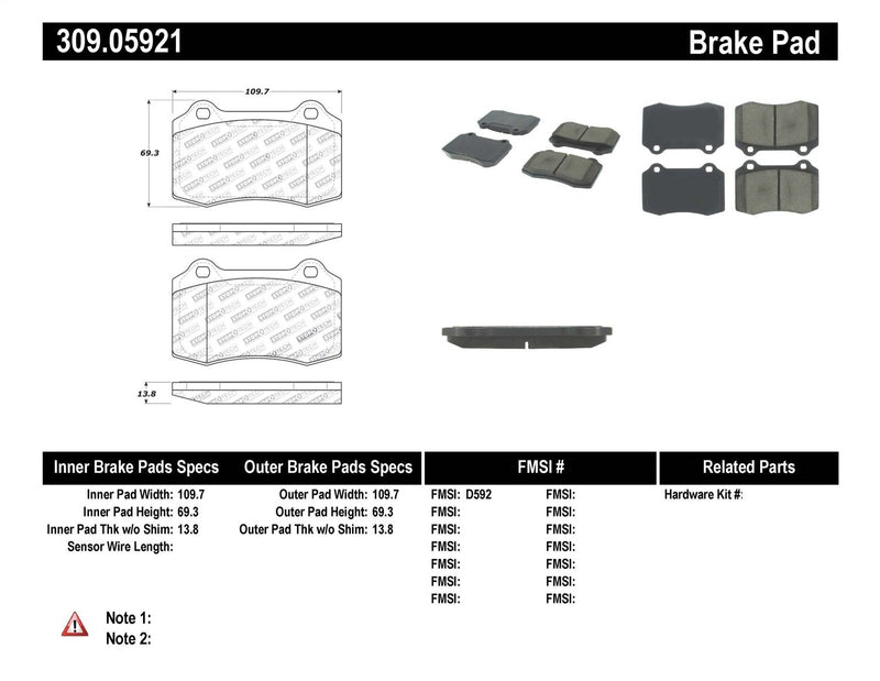 Stoptech Centric 309.05921 Performance Pad