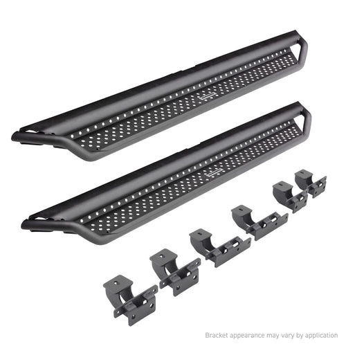 Dominator Xtreme Go Rhino D1 Sidestep & Brackets | Mild Steel, Textured Black | D14052T | Fits 2014-2018 Chevrolet/GMC Silverado/Sierra 1500 Crew Cab Pickup & Other Trucks (See Description)