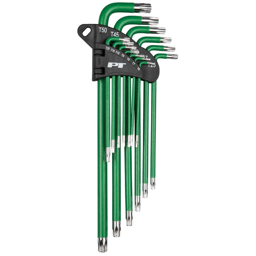 W80200 Performance Tool 13 Pc. Long Arm Star Key Set - For Star and Star Security Fasteners, Powder-Coated, Storage Organizer, Long Reach, Green