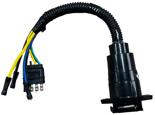 RV Designer 4-Way Flat to TC520 7-Way RV Socket Adapter Harness ABS Connector, Copper Wire, Trailer Connector