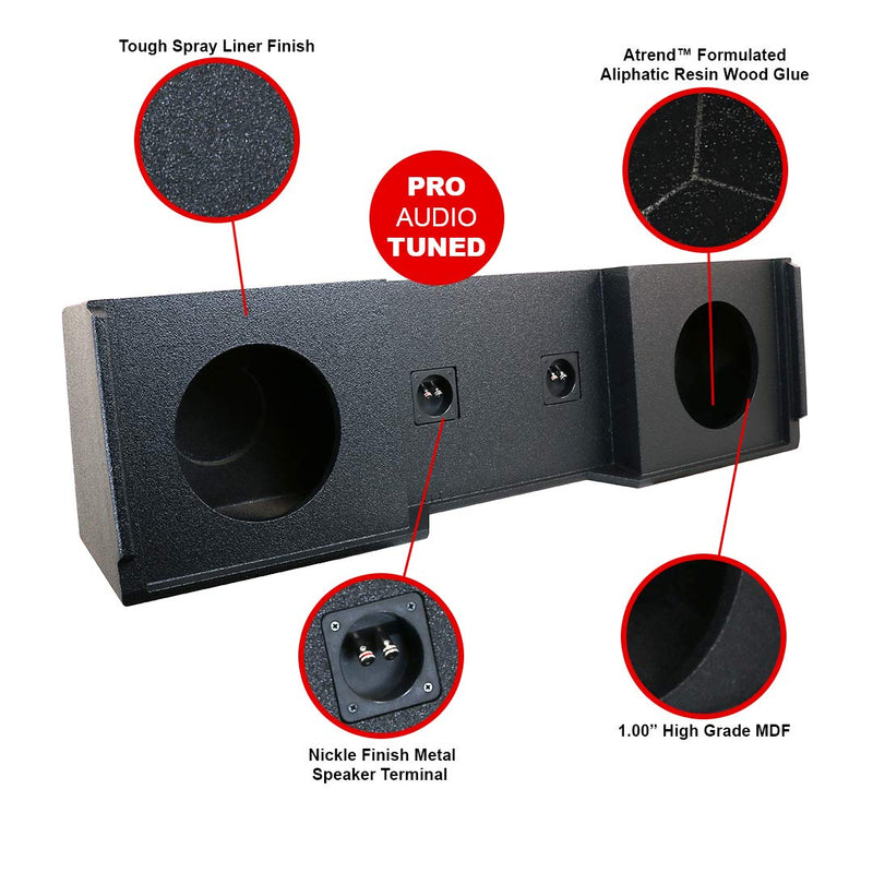 Atrend Series A152-10 10-Inch Dual Down-Fire Subwoofer Boxes with Bed Liner Finish