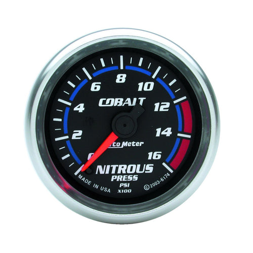 Cobalt Auto Meter 6174 2-1/16" 0-1600 PSI Full Sweep Electric Nitrous Pressure Gauge