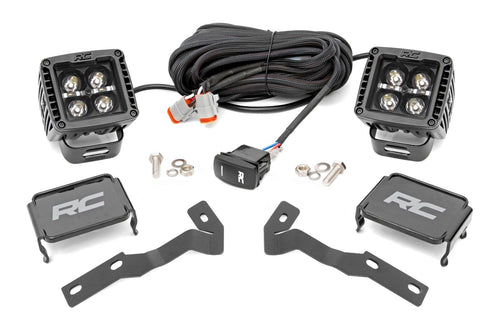 Rough Country 2" Dual LED Ditch Light Kit for Toyota Tacoma (2005-2015) - (2) 2-in Black Series LED Cubes with Amber DRL