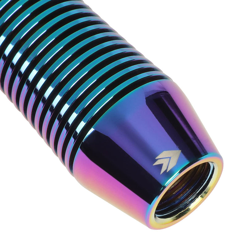 NRG Innovations Universal Aluminum SK-700MC Shift Knob with Thread Adapters, Heatsink Style Short Curvy Cylinder Lever, Neochrome