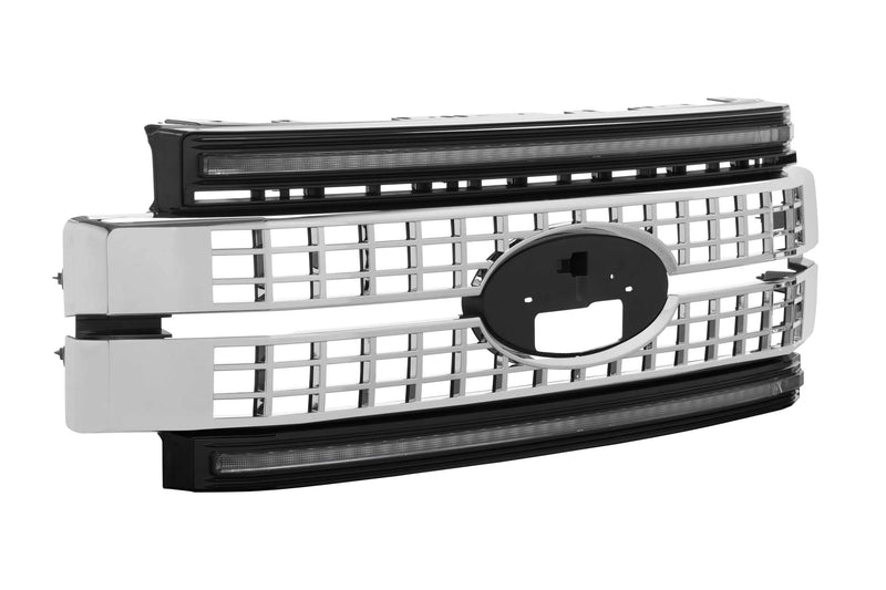 Ford Superduty 17-19 Morimoto XBG LED DRL Grille, Plug and Play Chrome Grille with White LED DRL (XBG07)