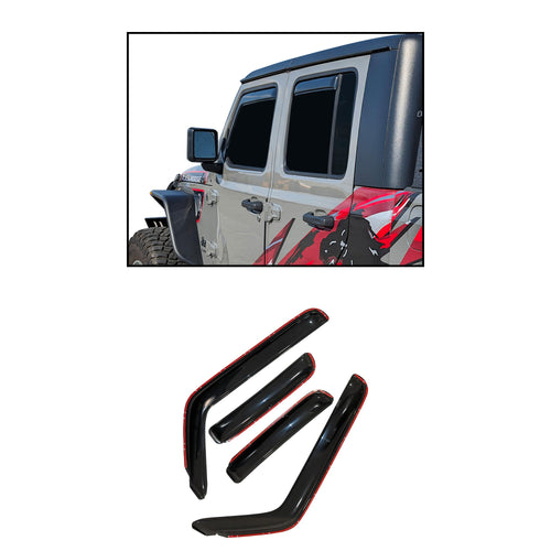 Off Road Black Horse [BHOR in Channel Rain Guards/Wind Deflectors Compatible with 2007-2017 Jeep Wrangler Smoke 4 PCs - 1494249IN