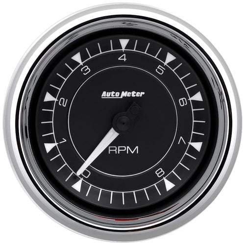 8K RPM Auto Meter Tachometer, Chrono in-Dash Chrome