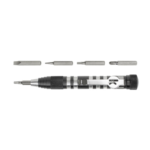 TX-Tool Kershaw (TXTOOL); 4.8 In. Single-Position Multifunction Magnetic Bit Driver; Includes T-6, T-8, T-10, #2 Phillips and Slotted Screwdriver Bit; 1.1 oz., Black
