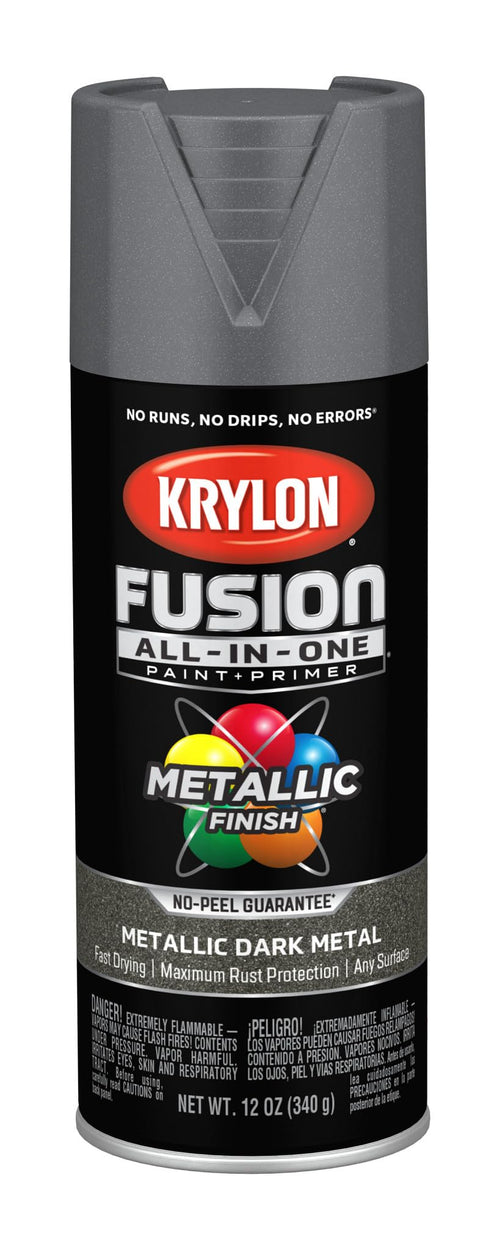 Krylon All-In-One Adhesive Spray Paint for Indoor/Outdoor Use, 12 oz, Dark Metal