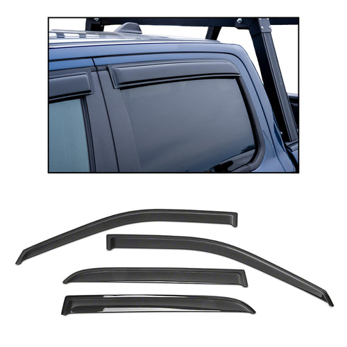 Off Road Black Horse [BHOR Tape On Rain Guards/Wind Deflectors Compatible with 2019-2024 Ram 1500 Crew Cab Smoke 4 PCs - 140540