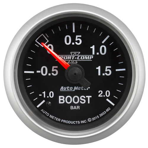 Gauge AUTO METER 3603-M2 Boost (Sport-Comp II 2 1/16", -1 - +2 Bar, Mechanical, Sport-Comp Ii)