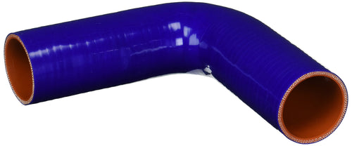 HPS Silicone High Temperature HTSEC90-212-BLUE 4-ply Reinforced 90 degree Elbow Coupler Hose, 55 PSI Maximum Pressure, 3.5" Leg Length on each side, 2-1/8" ID, Blue