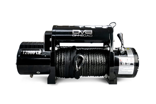 WB12SR | DV8 Offroad | Recovery Winch | Synthetic Rope with Hawse Fairlead | 12,000 Line Pull Rating | 6.0HP Motor | 3-Stage Planetary Gears in 265:1 Ratio | Dual Remotes Included