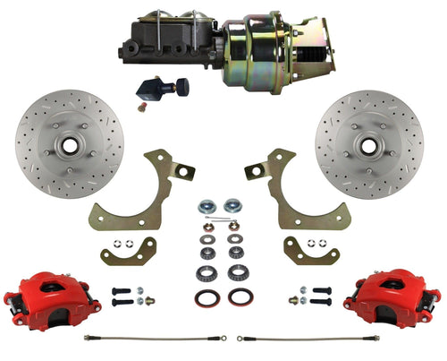 Power Front Disc Brake Conversion Kit With Adjustable Proportioning Valve LEED BRAKES Maxgrip Xds Red Calipers