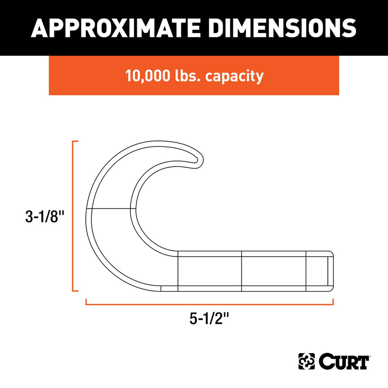 Black Steel CURT 22430 Tow Hook, 10,000 lbs Capacity