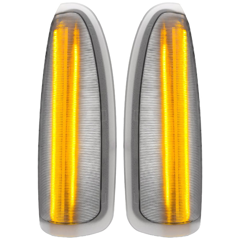 Fits RECON 03-07 Super Duty & Excursion Premium LED Side Mirror Lights Ultra Bright White Running Lights & Amber Turn Signals - Clear Lens