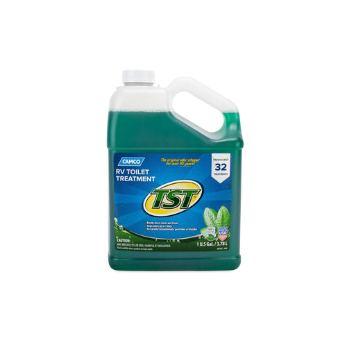 Camco 40227 RV Toilet Treatment TST Fresh Scent, Formaldehyde Free, Breaks Down Waste And Tissue, Septic Tank Safe, Treats up to 32 - 40 Gallon Holding Tanks (128 Ounce Bottle)