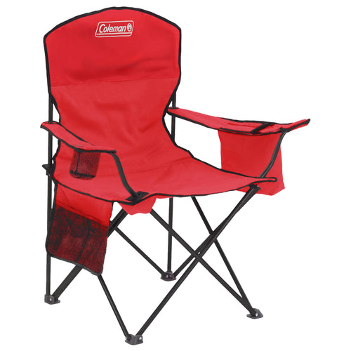 Coleman Camping Chair Portable with 4-Can Cooler, Cushioned Seat & Back with Side Pockets & Cup Holder, Carry Bag Included, Great for Camping, Tailgating, Firepits, Patio, & More