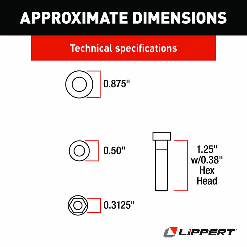 Motorized Step Lippert Components - 216567 Wet Bolt Replacement Kit for Coach Step