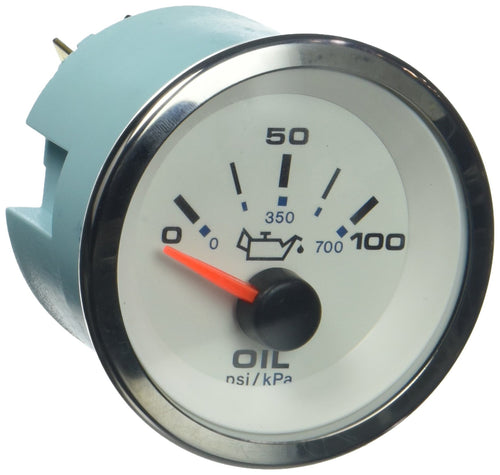 Premier Sierra International 62543P White Pro Electric Scratch Resistant Oil Pressure Gauge, 2"