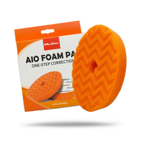 5” Maxshine Universal Orange AIO Foam Cutting Pad | All-in-One Polishing Pad with Hook & Loop Backing | for Cutting, Polishing & Finishing | Compatible with Dual Action & Rotary Polishers