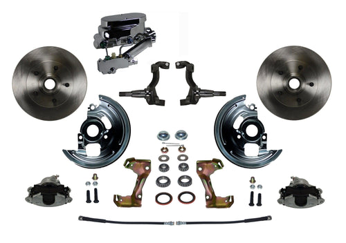 Brakes Leed Manual Front Disc Brake Conversion With Chrome Aluminum Flat Top M/C Disc/Drum Side Mount