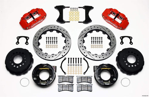 Rear P-Brk Kit, FNSL4R, 12.88", Drilled, Red